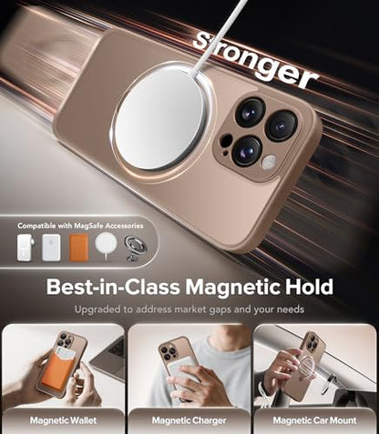 Magnetic for iPhone 15 Pro Max Case,[Unbreakable & Magnetic Stand] [Military-Grade Protection] [Phone Case Compatible with MagSafe] Slim Translucent Matte Shockproof Phone Cover,Brown - color: Brown, size: iPhone 15 Pro Max (6.7 Inch,3 Lens)