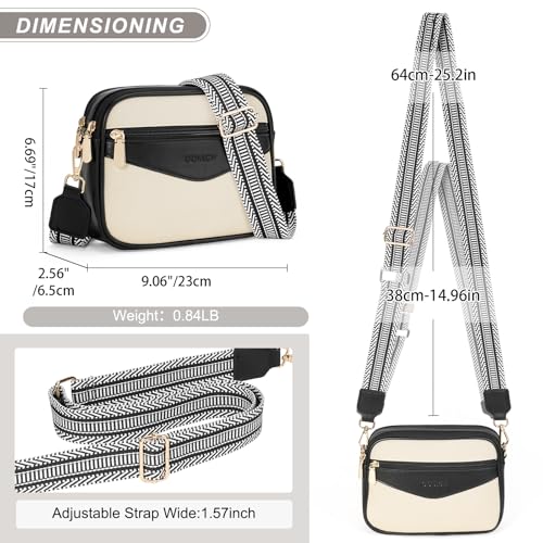 GOIACII Top-Handle Crossbody Bags for Women Soft Leather Trendy Purse Circle Handbags Small - color: C01 Black and White