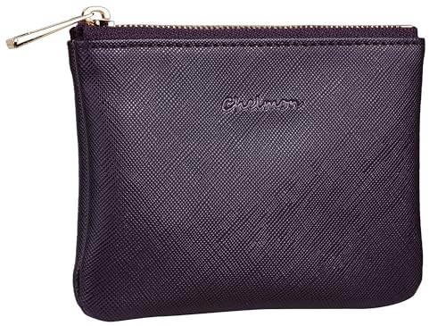 Chelmon Vegan Leather Coin Purse Pouch Change Purse With Zipper For Men Women - color: CH Steel Purple