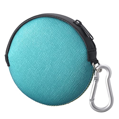 Mini Round Coin Purse with Clip on, Lightweight Waterproof Zipper Pouch for Earbuds, Keys, Coins, Compact Travel Storage Case for Women & Men, Xmas Gift [ Bright Blue ] - color: Bright Blue