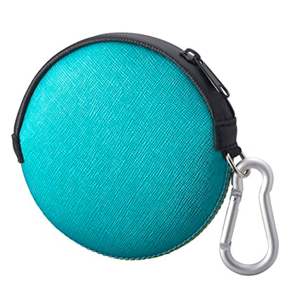 Mini Round Coin Purse with Clip on, Lightweight Waterproof Zipper Pouch for Earbuds, Keys, Coins, Compact Travel Storage Case for Women & Men, Xmas Gift [ Bright Blue ] - color: Bright Blue