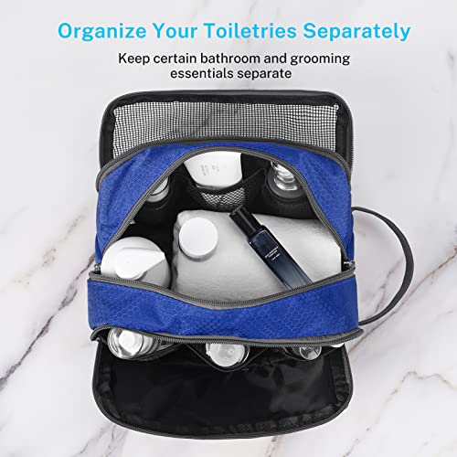 Gonex Travel Toiletry Bag for Men, Water Resistant Dopp Kit for Toiletries | Lightweight Nylon Shaving Bag, Multi Compartments, SBS Zippers, Side Handle, Perfect for Weekend Travel, Blue - color: Blue