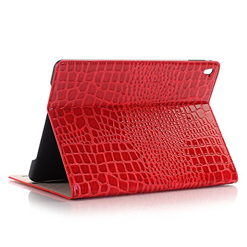 for iPad 9th 8th 7th Gen 10.2 inch Case for Women, iPad Air-3/iPad Pro-2 10.5 inch Case, Crocodile Synthetic Leather Stand Folio Smart Cover - Red - color: Red
