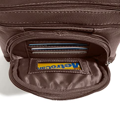TOVOSO Crossbody Bag for Women, Genuine Leather Multi-Pocket Purse with Adjustable Strap, RFID Protection, Built-In Wallet - color: Brown, size: X-Large