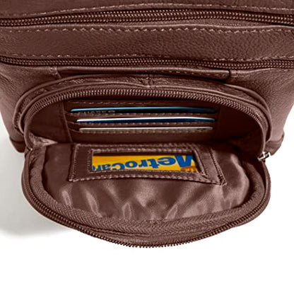 TOVOSO Crossbody Bag for Women, Genuine Leather Multi-Pocket Purse with Adjustable Strap, RFID Protection, Built-In Wallet - color: Brown, size: X-Large