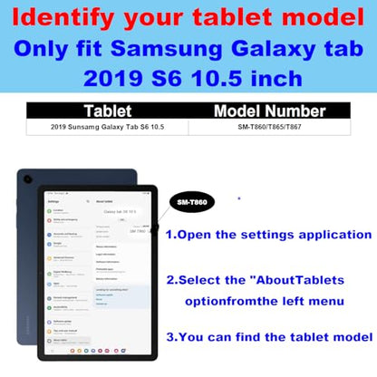 Leather Case for Samsung Galaxy Tab S6 10.5" 2019 Folio Cover | Genuine Leather Smart Protective Shell Fits SM-T860/T865/T867,Shockproof & Drop-Proof,Auto Wake/Sleep.Blue - color: Blue, size: S6 10.5 inch
