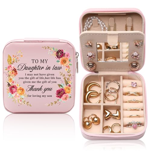 GAOLZIUY Daughter in Law Gifts from Mother in Law, Travel Jewelry Box Birthday Christmas Mother's Day Wedding Bridal Shower Gift for Future Daughter-in-Law, Thank You for Loving My Son - color: Daughter-in-law