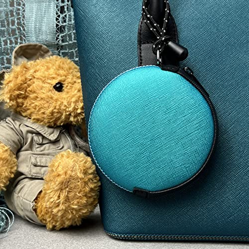 Mini Round Coin Purse with Clip on, Lightweight Waterproof Zipper Pouch for Earbuds, Keys, Coins, Compact Travel Storage Case for Women & Men, Xmas Gift [ Bright Blue ] - color: Bright Blue