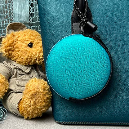 Mini Round Coin Purse with Clip on, Lightweight Waterproof Zipper Pouch for Earbuds, Keys, Coins, Compact Travel Storage Case for Women & Men, Xmas Gift [ Bright Blue ] - color: Bright Blue