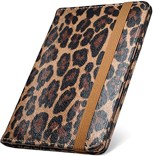 Mymazn Leopard Passport Holder Passport Case Travel Wallet with Vaccination Card Holder Passport Cover with RFID Blocking Clear Pocket For Photo (leopard) - color: leopard