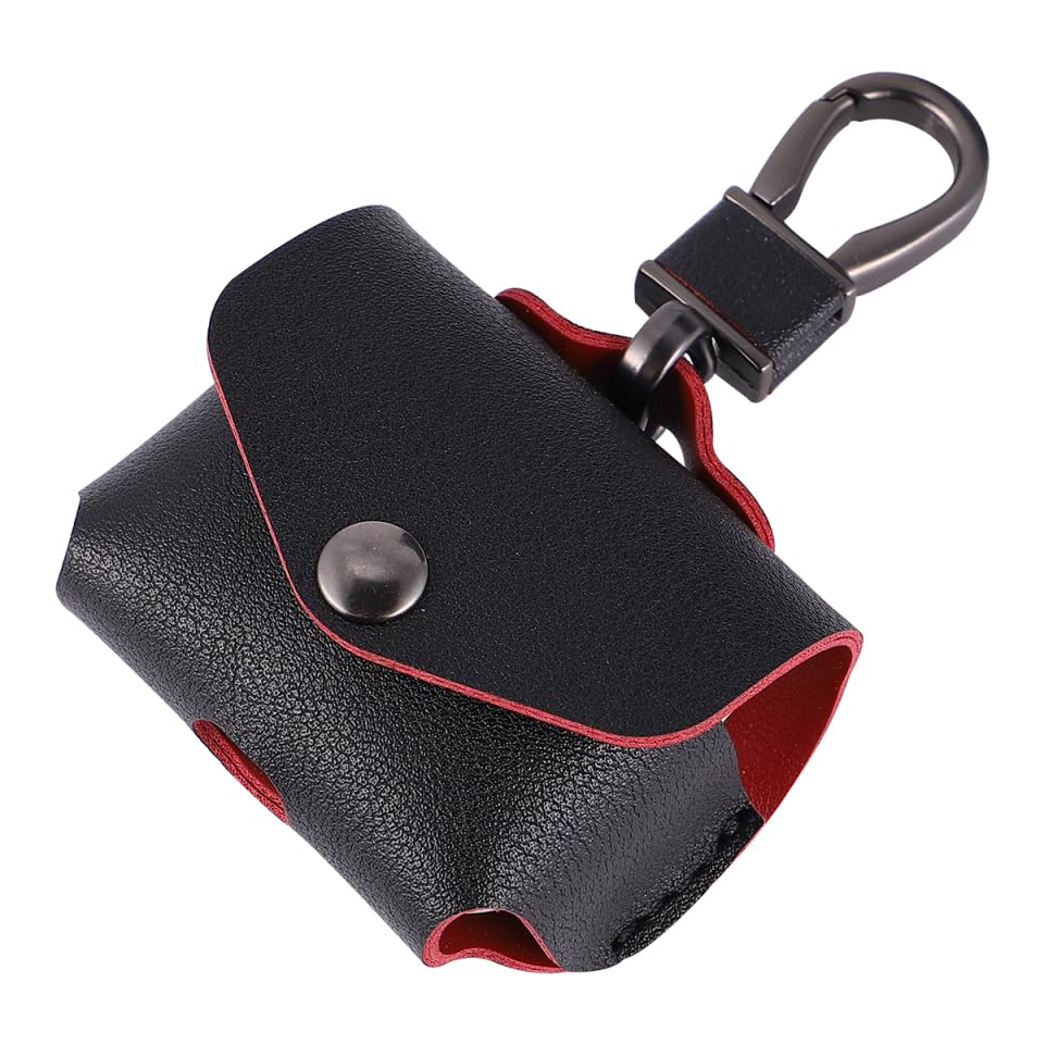 Mikikit Leather Bag for Wireless Earphone Case Case Leather with Keychain Snap Closure Protective Cover Hollow Bottom Charging Access Carrying Pouch for - color: Black