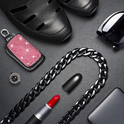 eing Bling Bling Car Key Chain Case Premium Leather Coin Holder Zipper Case Remote Wallet Bag - color: B-rose Red