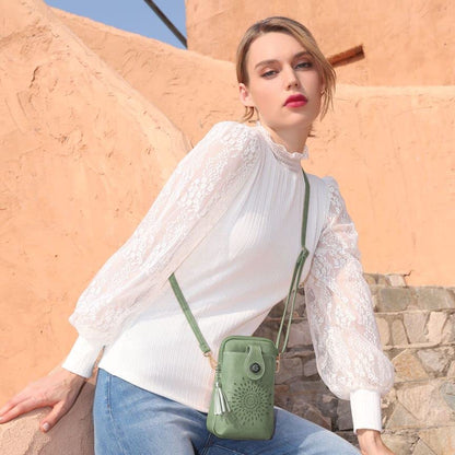 APHISON Small Crossbody Bags for Women, Lightweight Vegan Leather Cell Phone Purse, Cute Purses with Tassels - color: 01-163light-green