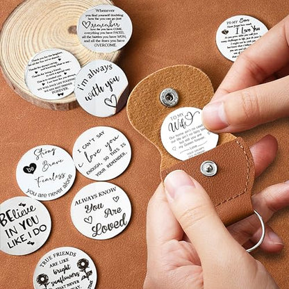 OUMILAN Pocket Hug Token Inspirational Keychain for Men Women | Double Sided Engraved Message Keychain ,Great Little Gifts - color: Gift for Wife
