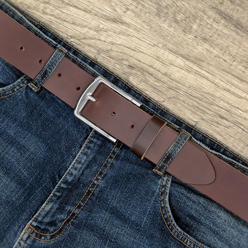Ashford Ridge Made in England 40mm Full Grain Leather Belt with Classic Buckle - color: Antique Brown, size: 3XL (48" - 52" waist)
