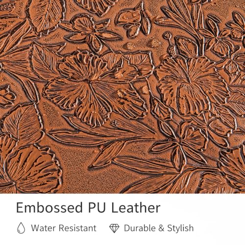 Kinmac Embossed PU Leather 360° Heavy Duty Protective Laptop Sleeve with Poacket (Coffee Flower, 12.5 inch-13.6 inch) - color: Coffee Flower, size: 12.5 inch-13.6 inch