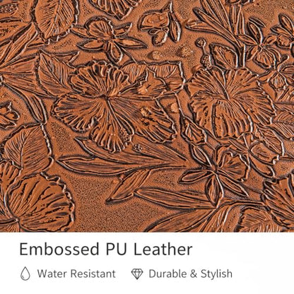 Kinmac Embossed PU Leather 360° Heavy Duty Protective Laptop Sleeve with Poacket (Coffee Flower, 12.5 inch-13.6 inch) - color: Coffee Flower, size: 12.5 inch-13.6 inch
