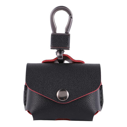 Mikikit Leather Bag for Wireless Earphone Case Case Leather with Keychain Snap Closure Protective Cover Hollow Bottom Charging Access Carrying Pouch for - color: Black