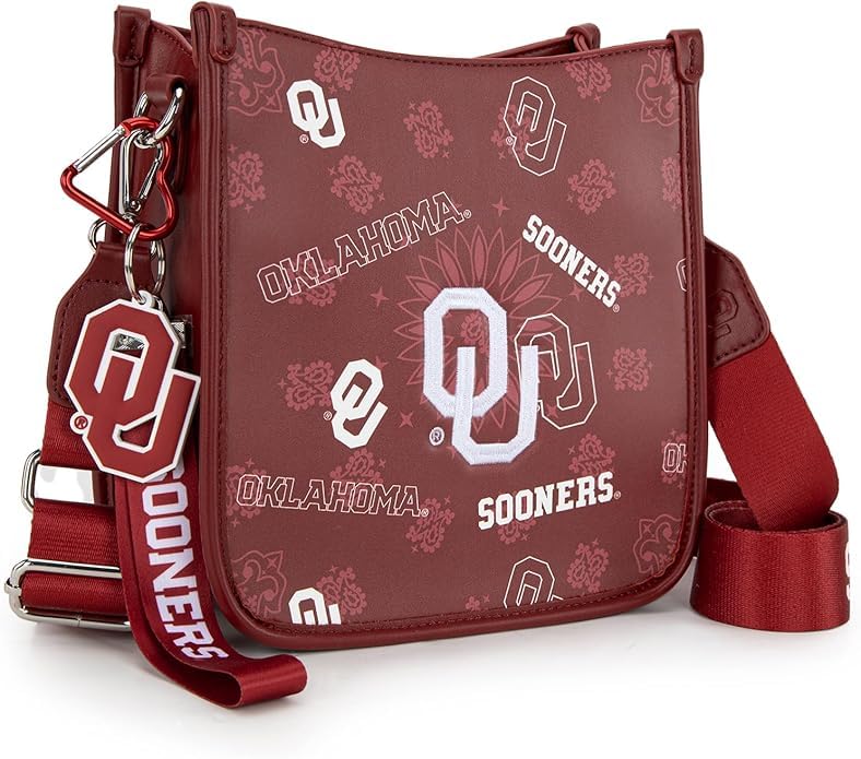 NCAA Crossbody Bags for Women, Leather Crossbody Purse with Adjustable Strap Shoulder, Shoulder Handbags for Gift - color: Ou-burgundy
