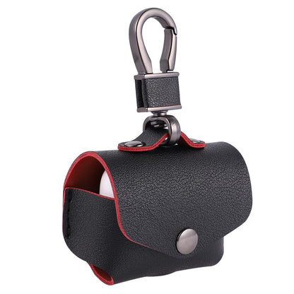 Mikikit Leather Bag for Wireless Earphone Case Case Leather with Keychain Snap Closure Protective Cover Hollow Bottom Charging Access Carrying Pouch for - color: Black