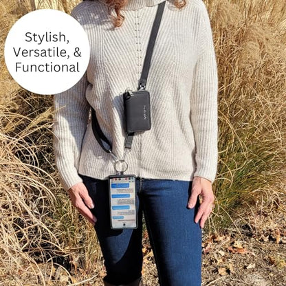 Save the Girls Clip and Go Brushed Vegan Phone Lanyard - Crossbody Phone Case with Pouch, Adjustable and Removable Strap - color: Tangerine
