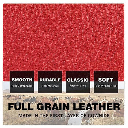 CONTACTS Full Grain Leather Kiss Lock Wallet for Women Small Kiss Clasp Coin Purse Red Bifold Card Holder with Rfid Blocking - color: Red