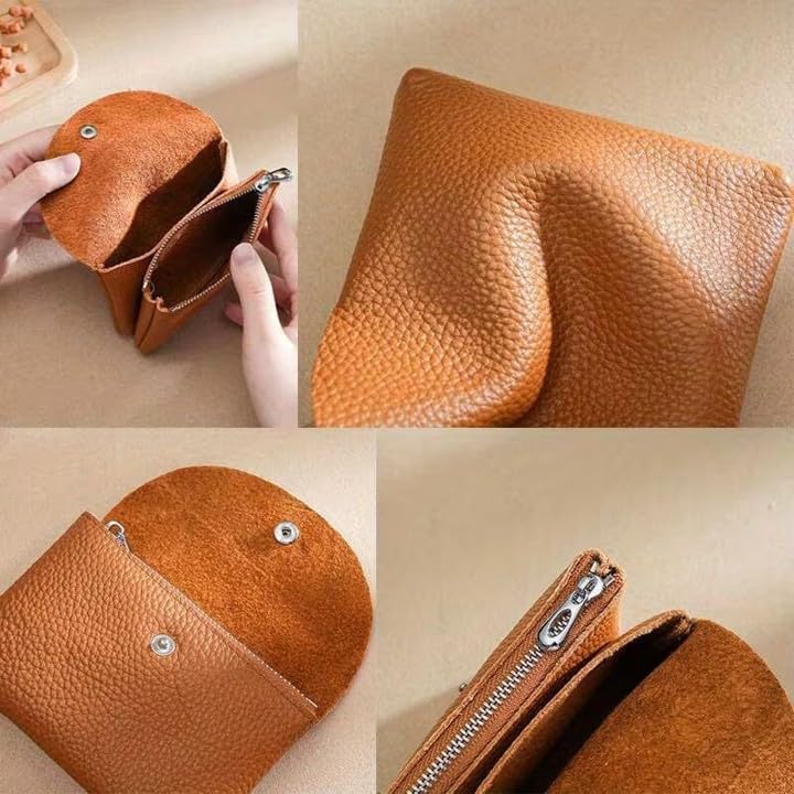 Genuine Real Leather Coin Purse Small Wallet for Women Men, Card Holder Case, Jewery Lipstick Organizer (Pink) - color: #04 Pink