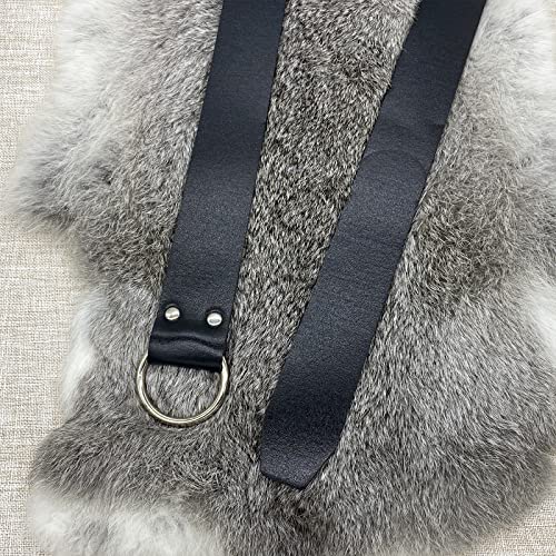 HiiFeuer Medieval O Ring Belt with Portable Drawstring Pouch, Retro Renaissance Faux Leather Belt and Purse Set for Ren Faire - color: Black C