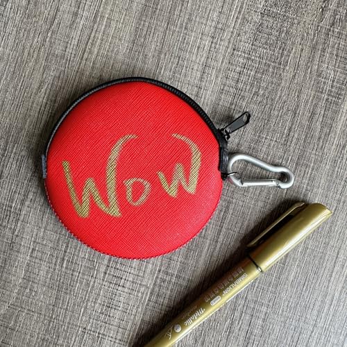 Mini Round Coin Purse with Clip on, Lightweight Waterproof Zipper Pouch for Earbuds, Keys, Coins, Compact Travel Storage Case for Women & Men, Xmas Gift [ Red ] - color: Red