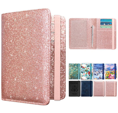 ACdream Unisex Faux Leather Passport and Vaccine Card Holder, Glitter Rose, RFID Blocking, Protects Valuable Information - color: *Glitter Rose, style: Passport Holder - Elastic Band Closure