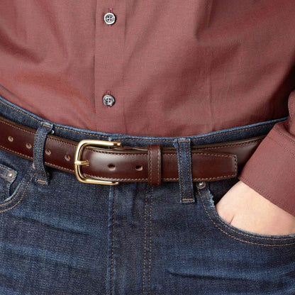 Bullhide Belts Mens Leather Belt for Casual Dress, 1.25" Wide - color: Brown With Brass Buckle, size: 36 inches